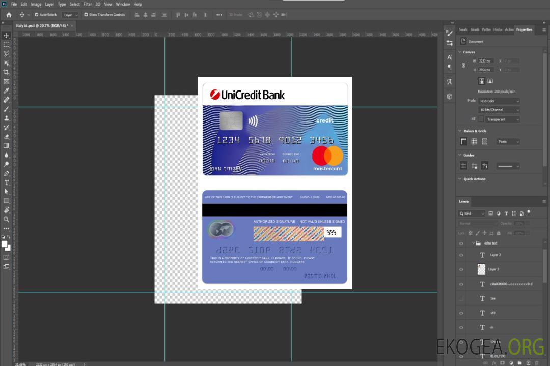 Hongrie UniCredit Bank carte de crédit bleue template